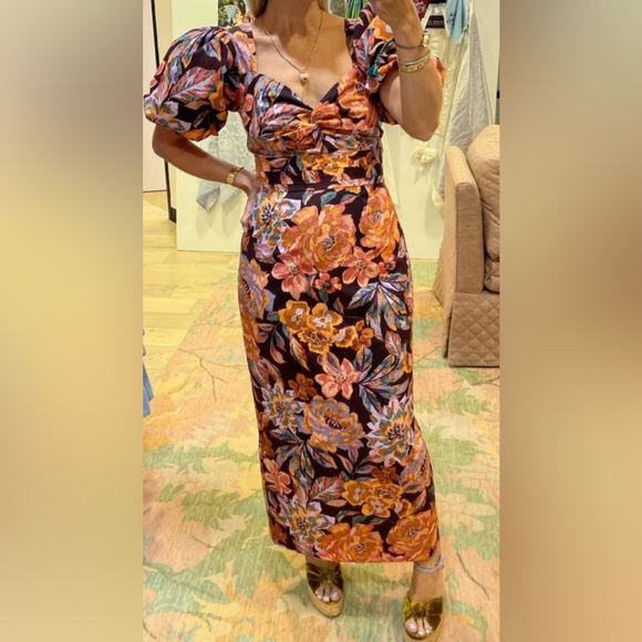 HUNTER BELL- Fergie dress, Floral Puff Sleeve Maxi Dress NWT - Picture 2 of 5